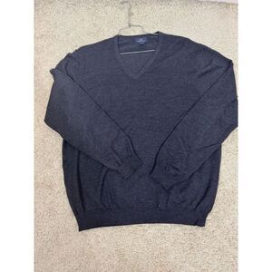 Brooks‎ Brothers V-Neck Sweater Merino Wool Blend Long Sleeve Charcoal Size XL